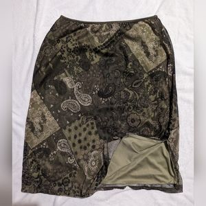 Green Boho Midi Skirt